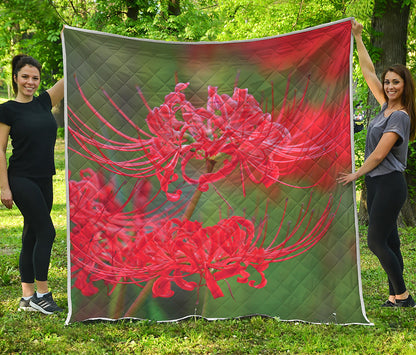 Red Japanese Amaryllis Print Quilt