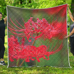 Red Japanese Amaryllis Print Quilt