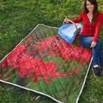 Red Japanese Amaryllis Print Quilt