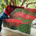 Red Japanese Amaryllis Print Quilt