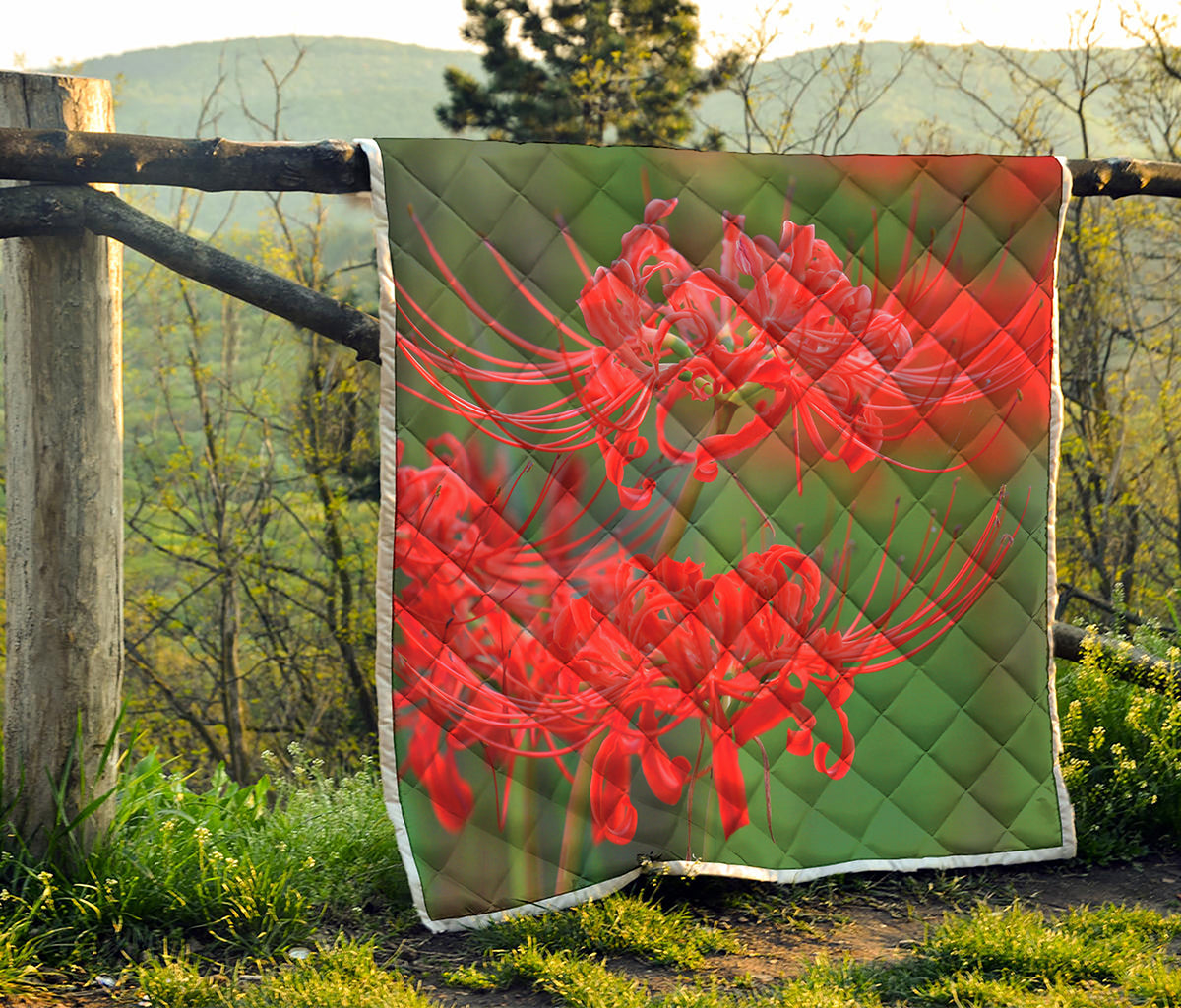 Red Japanese Amaryllis Print Quilt