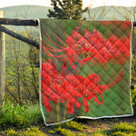 Red Japanese Amaryllis Print Quilt