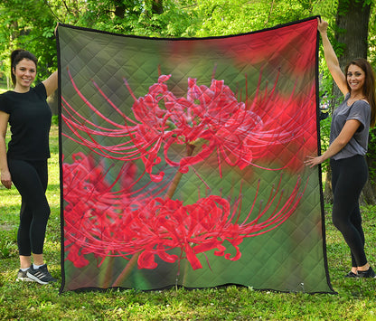 Red Japanese Amaryllis Print Quilt