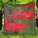 Red Japanese Amaryllis Print Quilt
