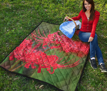 Red Japanese Amaryllis Print Quilt