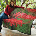 Red Japanese Amaryllis Print Quilt