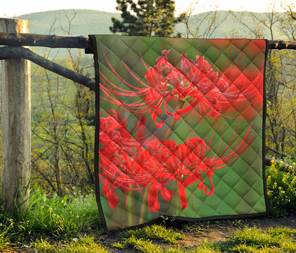 Red Japanese Amaryllis Print Quilt