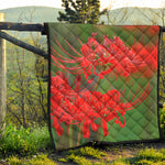 Red Japanese Amaryllis Print Quilt