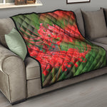 Red Japanese Amaryllis Print Quilt
