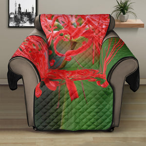 Red Japanese Amaryllis Print Recliner Protector