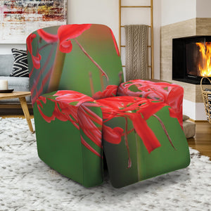 Red Japanese Amaryllis Print Recliner Slipcover