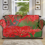 Red Japanese Amaryllis Print Sofa Protector