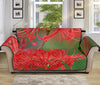 Red Japanese Amaryllis Print Sofa Protector