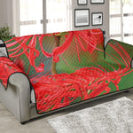 Red Japanese Amaryllis Print Sofa Protector