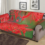 Red Japanese Amaryllis Print Sofa Protector