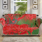 Red Japanese Amaryllis Print Sofa Protector