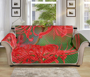 Red Japanese Amaryllis Print Sofa Protector