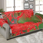 Red Japanese Amaryllis Print Sofa Protector