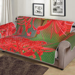 Red Japanese Amaryllis Print Sofa Protector