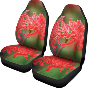 Red Japanese Amaryllis Print Universal Fit Car Seat Covers