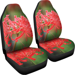 Red Japanese Amaryllis Print Universal Fit Car Seat Covers