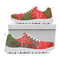 Red Japanese Amaryllis Print White Running Shoes