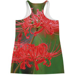 Red Japanese Amaryllis Print Women's Racerback Tank Top