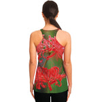 Red Japanese Amaryllis Print Women's Racerback Tank Top