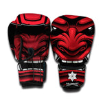 Red Japanese Demon Mask Print Boxing Gloves