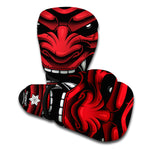 Red Japanese Demon Mask Print Boxing Gloves