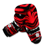 Red Japanese Demon Mask Print Boxing Gloves