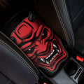 Red Japanese Demon Mask Print Car Center Console Cover
