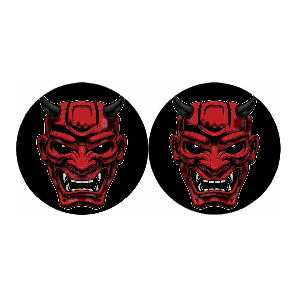 Red Japanese Demon Mask Print Car Coasters