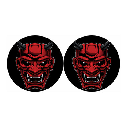 Red Japanese Demon Mask Print Car Coasters