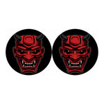 Red Japanese Demon Mask Print Car Coasters