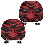 Red Japanese Demon Mask Print Car Headrest Covers