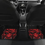 Red Japanese Demon Mask Print Front and Back Car Floor Mats