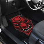Red Japanese Demon Mask Print Front and Back Car Floor Mats