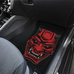Red Japanese Demon Mask Print Front and Back Car Floor Mats