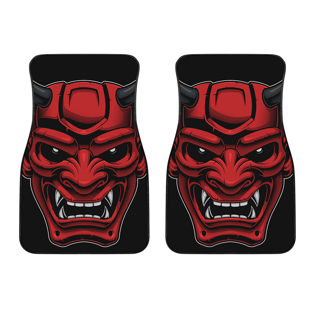 Red Japanese Demon Mask Print Front Car Floor Mats