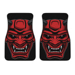 Red Japanese Demon Mask Print Front Car Floor Mats