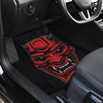 Red Japanese Demon Mask Print Front Car Floor Mats