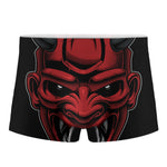 Red Japanese Demon Mask Print Men's Boxer Briefs