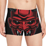 Red Japanese Demon Mask Print Men's Boxer Briefs