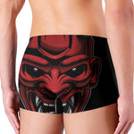 Red Japanese Demon Mask Print Men's Boxer Briefs