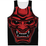 Red Japanese Demon Mask Print Men's Tank Top