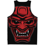 Red Japanese Demon Mask Print Men's Tank Top