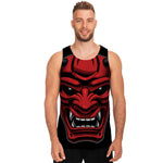 Red Japanese Demon Mask Print Men's Tank Top