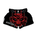Red Japanese Demon Mask Print Muay Thai Boxing Shorts