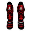 Red Japanese Demon Mask Print Muay Thai Shin Guards